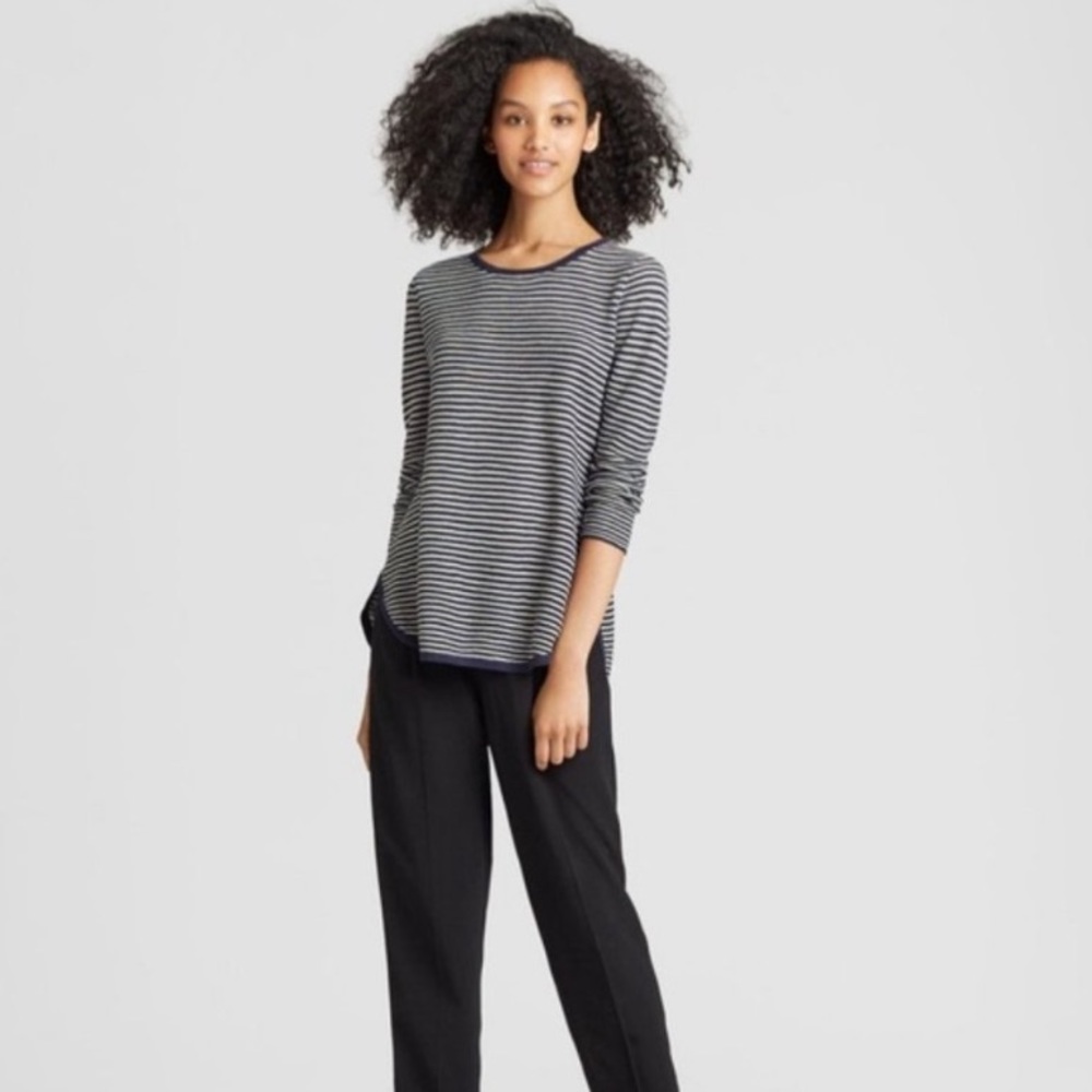 Eileen Fisher striped linen blend sweater